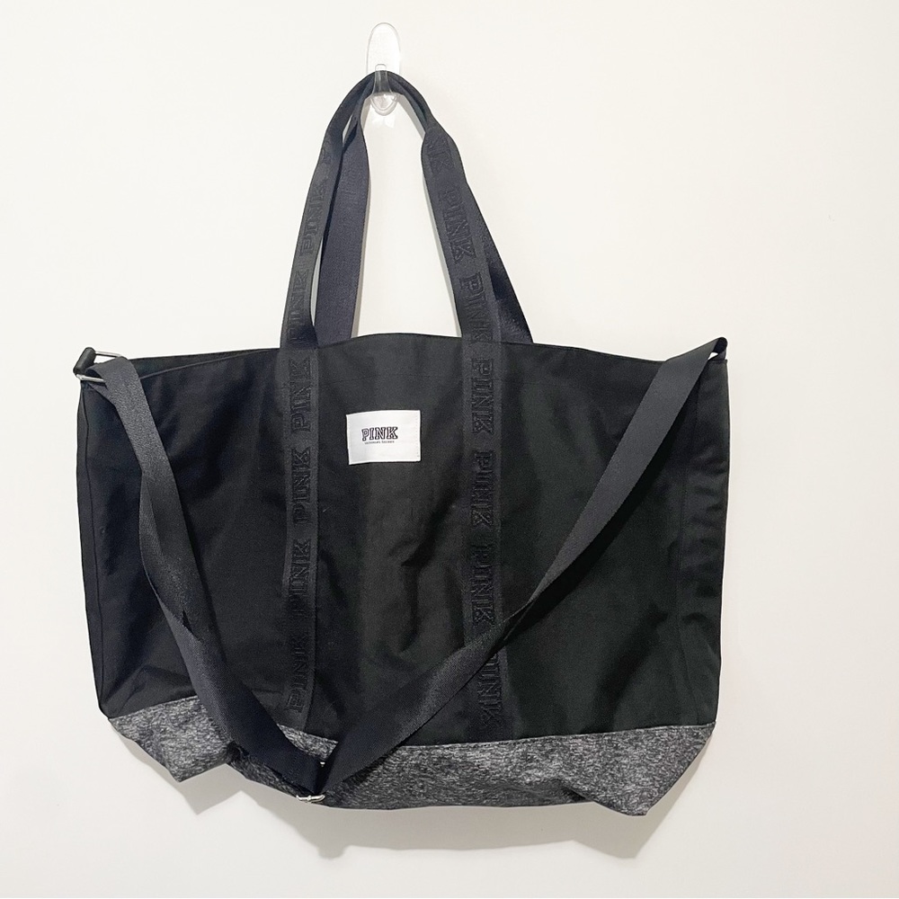 PINK Black Grey Canvas Weekender Duffle Bag